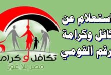 استعلام بالرقم القومي تكافل وكرامة